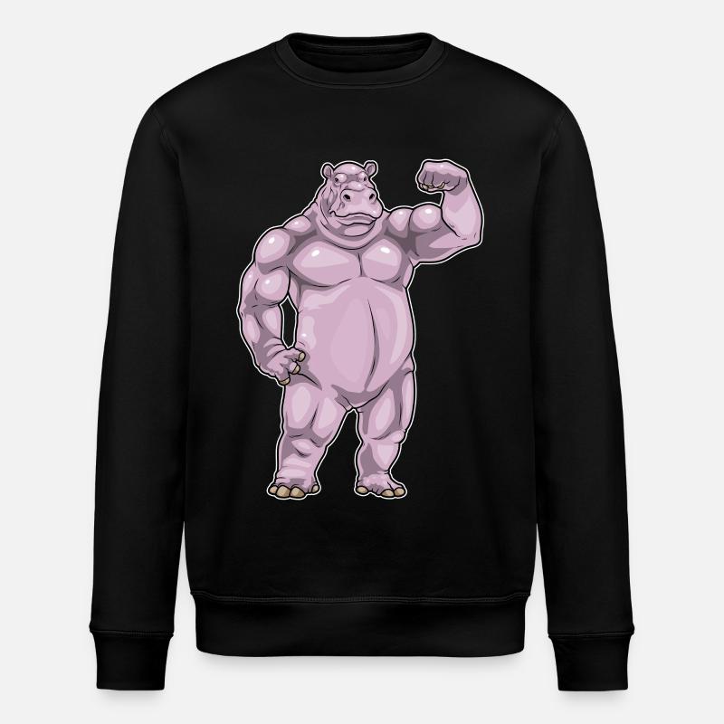 Nilpferd Bodybuilder Bodybuilding Sport - Stanley/Stella Unisex Bio-Sweatshirt ROLLER - Schwarz