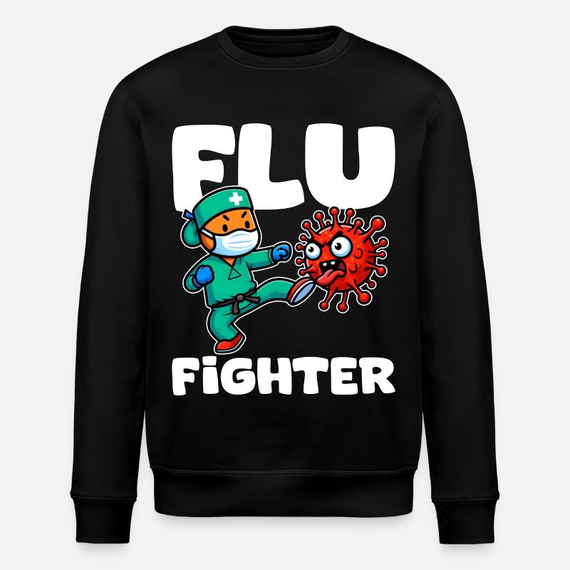 FLU FIGHTER - KRANKENSCHWESTER GESCHENK - Stanley/Stella Unisex Bio-Sweatshirt ROLLER - Schwarz