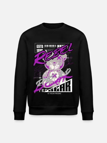 Rebel Bear Streetwear Shirt Graffiti Teddy Bär - Stanley/Stella ROLLER Unisex Organic Sweatshirt - black