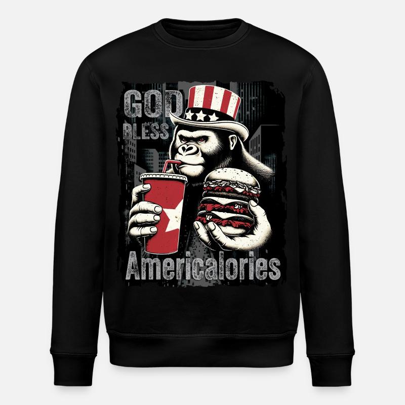 T-shirt gorille avec accessoires patriotiques - Sweat bio ROLLER Stanley/Stella Unisexe - noir