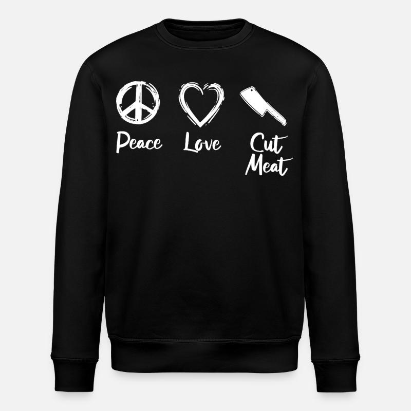 Peace Love Viande coupée - Sweat bio ROLLER Stanley/Stella Unisexe - noir