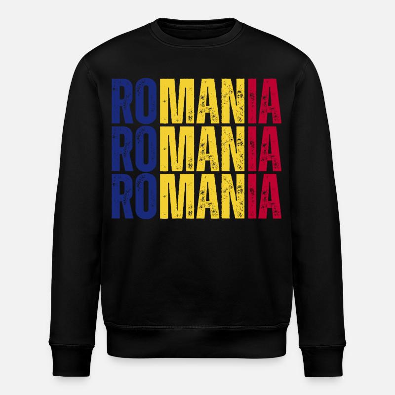 Drapeau roumain, j’adore la Roumanie - Sweat bio ROLLER Stanley/Stella Unisexe - noir