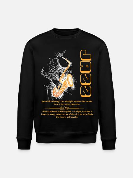 Jazz drifts through the midnight streets like a dragon - Stanley/Stella ROLLER Unisex Organic Sweatshirt - black