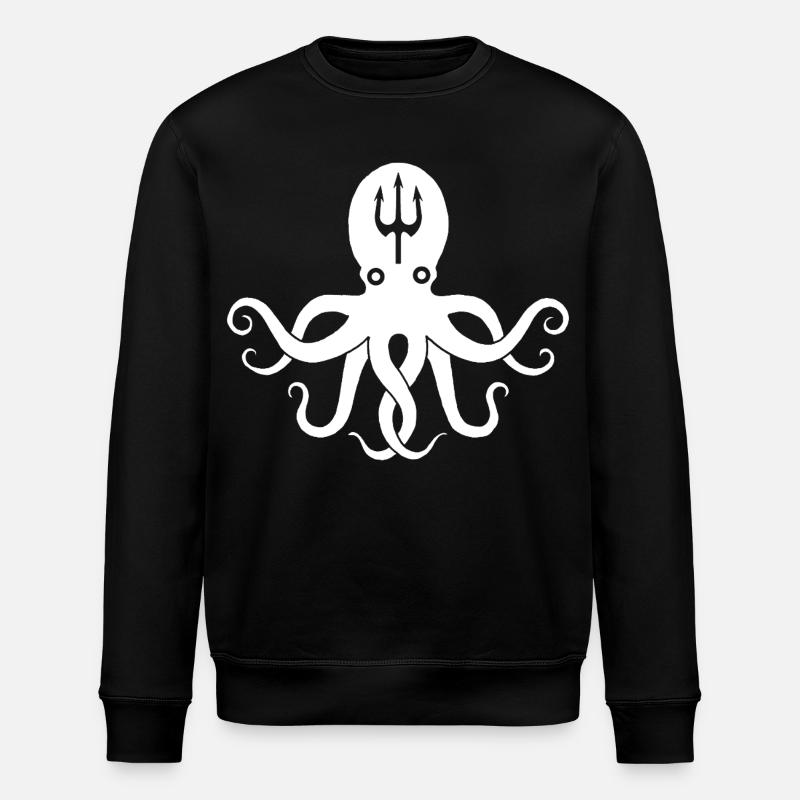 White octopus - Stanley/Stella ROLLER Unisex Organic Sweatshirt - black