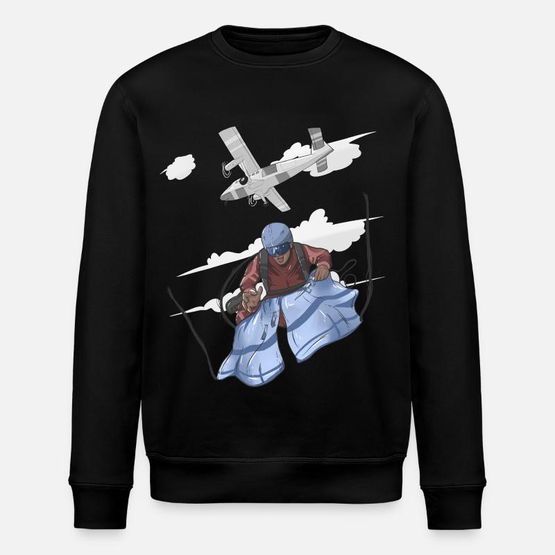 Luftschirmsprung Pilot Illustration - Stanley/Stella Unisex Bio-Sweatshirt ROLLER - Schwarz