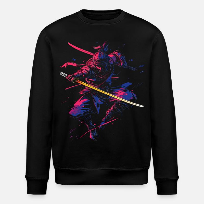 japanischer Samurai in Neonfarben - Stanley/Stella Unisex Bio-Sweatshirt ROLLER - Schwarz