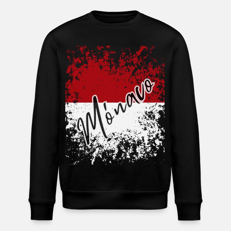 Monegaskische Flagge, ich liebe Monaco - Stanley/Stella Unisex Bio-Sweatshirt ROLLER - Schwarz