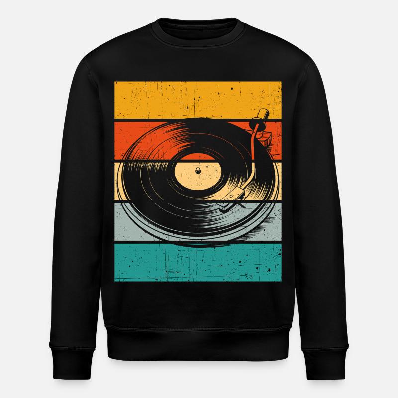 Platine vinyle rétro - Sweat bio ROLLER Stanley/Stella Unisexe - noir