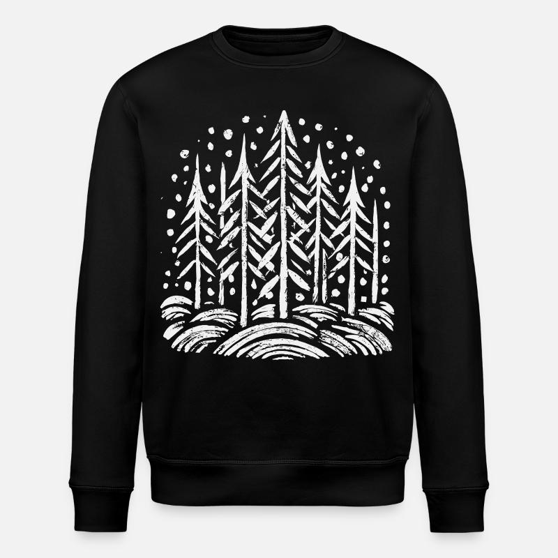 Schneewald Baumdruck - Stanley/Stella Unisex Bio-Sweatshirt ROLLER - Schwarz