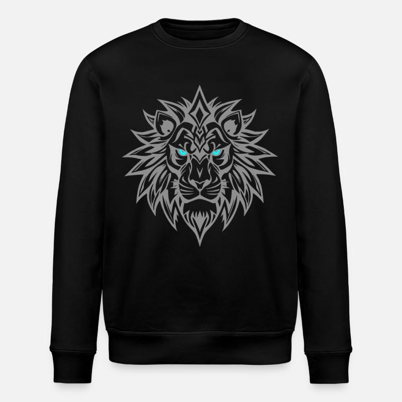 Löwe Tribal Blaue Augen - Stanley/Stella Unisex Bio-Sweatshirt ROLLER - Schwarz