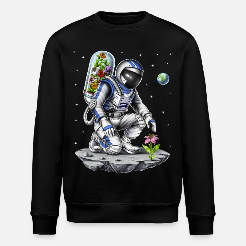 Space Astronaut Botanist - Stanley/Stella ROLLER Unisex Organic Sweatshirt - black