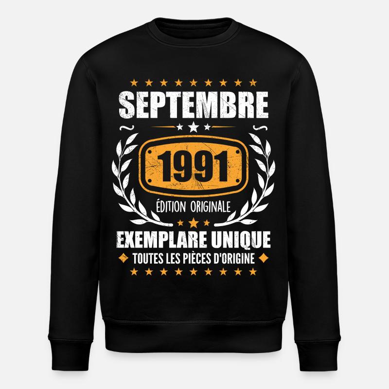 September 1991 Unikat - September 1991 - Stanley/Stella Unisex Bio-Sweatshirt ROLLER - Schwarz