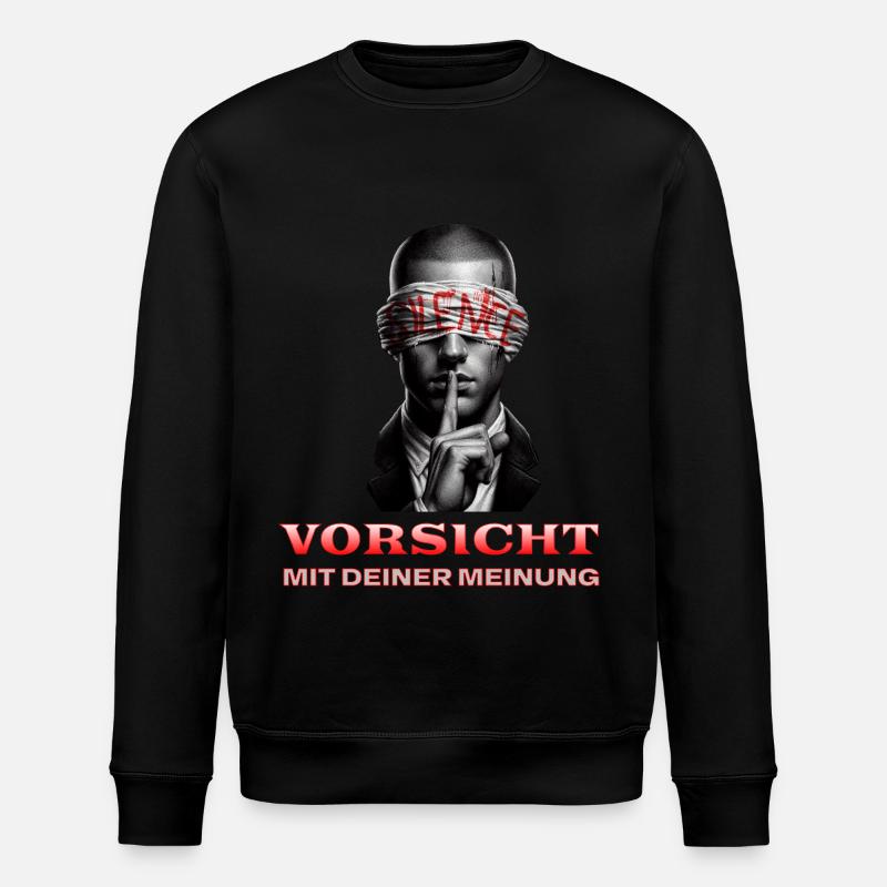 Beware, Subtle Message with a Blindfold - Stanley/Stella ROLLER Unisex Organic Sweatshirt - black