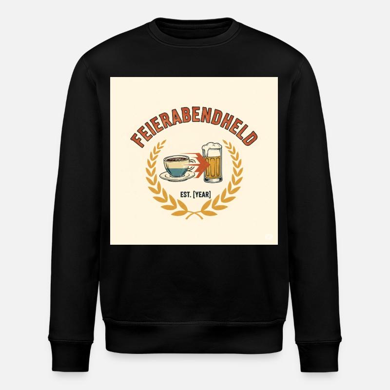 Feierabendheld Kaffeetasse & Bierglas Design - Stanley/Stella Unisex Bio-Sweatshirt ROLLER - Schwarz