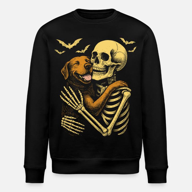 Skeleton Cuddle Labrador Retriever - Stanley/Stella ROLLER Unisex Organic Sweatshirt - black