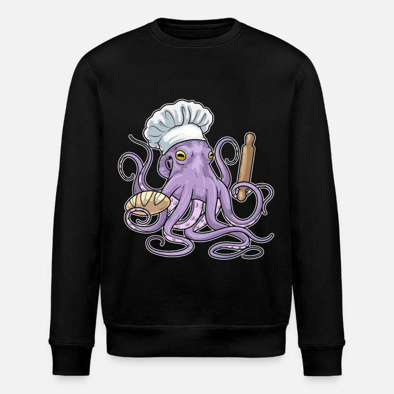 Octopus Baker Bread - Stanley/Stella ROLLER Unisex Organic Sweatshirt - black
