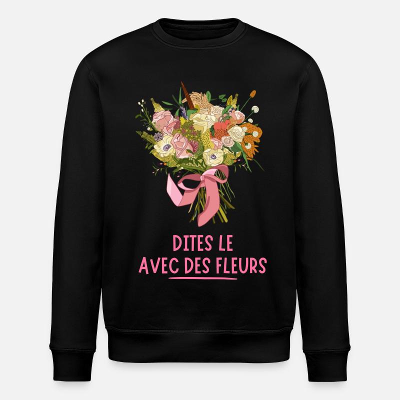 Sag es mit BLUMEN - Stanley/Stella Unisex Bio-Sweatshirt ROLLER - Schwarz