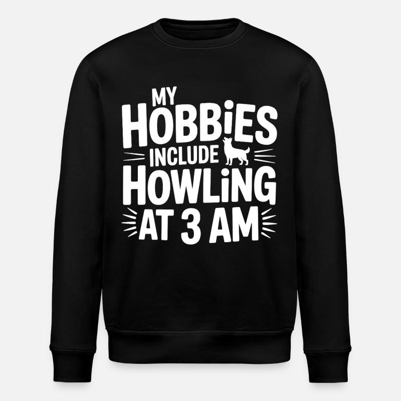 My Hobbies Include Howling Husky - Stanley/Stella ROLLER Unisex Organic Sweatshirt - black