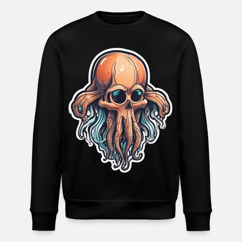 Eco-Friendly Squid Skull - Stanley/Stella ROLLER Unisex Organic Sweatshirt - black