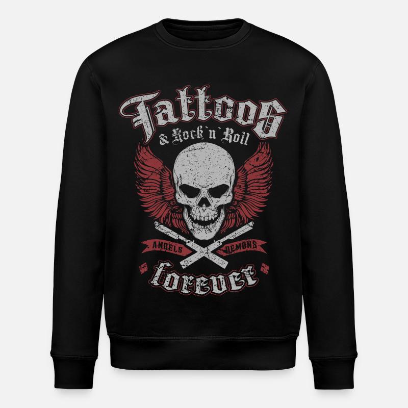Tattoos & Rock N Roll Forever - Stanley/Stella Unisex Bio-Sweatshirt ROLLER - Schwarz