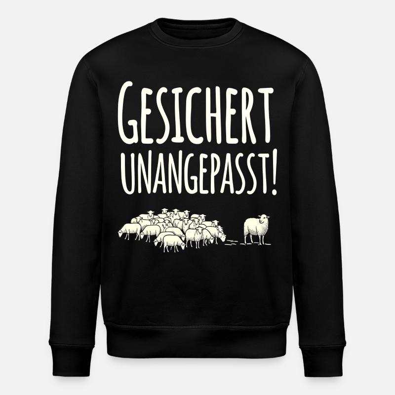 Secured non-conformist sheep herd - Stanley/Stella ROLLER Unisex Organic Sweatshirt - black