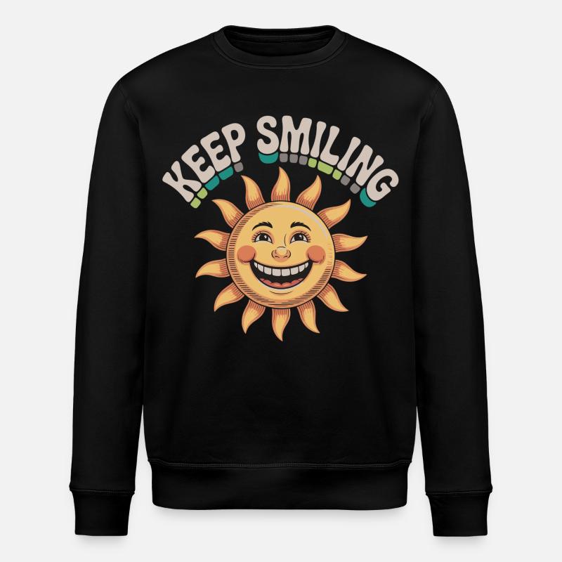Fröhliche SonnenGesicht Illustration - Stanley/Stella Unisex Bio-Sweatshirt ROLLER - Schwarz