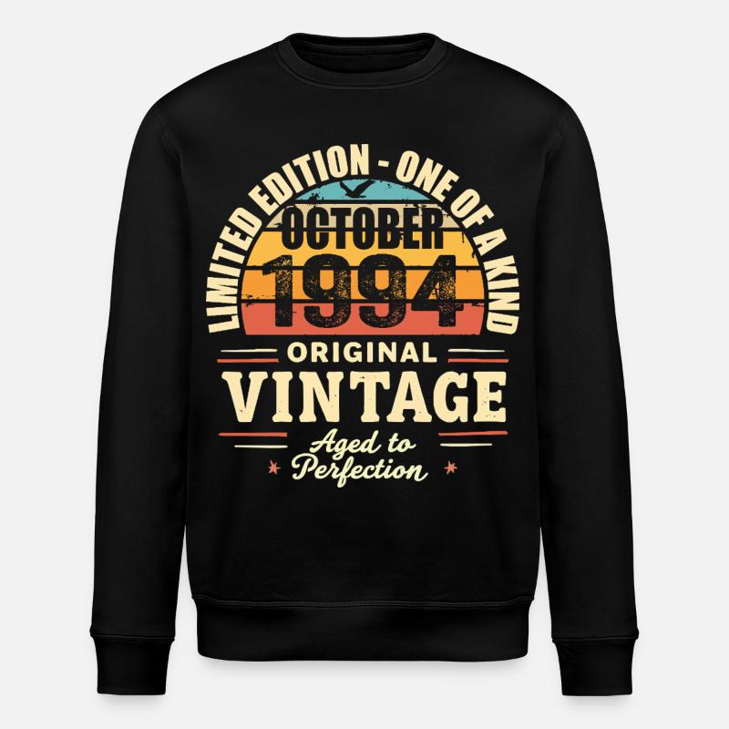 Retro October 1994 - birthday october 1994 - Stanley/Stella ROLLER Unisex Organic Sweatshirt - black