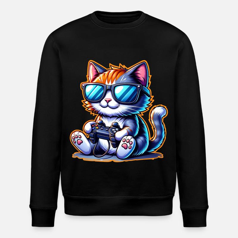 Katze Gaming Gamer - Stanley/Stella Unisex Bio-Sweatshirt ROLLER - Schwarz
