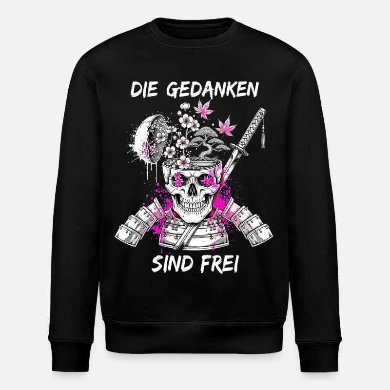 Warrior Skull Samurai - Stanley/Stella ROLLER Unisex Organic Sweatshirt - black