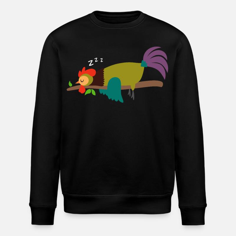 Sleeping Rooster Cockerel Chicken Design Gift - Stanley/Stella ROLLER Unisex Organic Sweatshirt - black