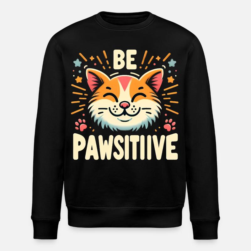 Be pawsitive süße Katze - Stanley/Stella Unisex Bio-Sweatshirt ROLLER - Schwarz
