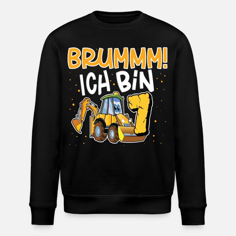 7th Birthday Excavator - Stanley/Stella ROLLER Unisex Organic Sweatshirt - black