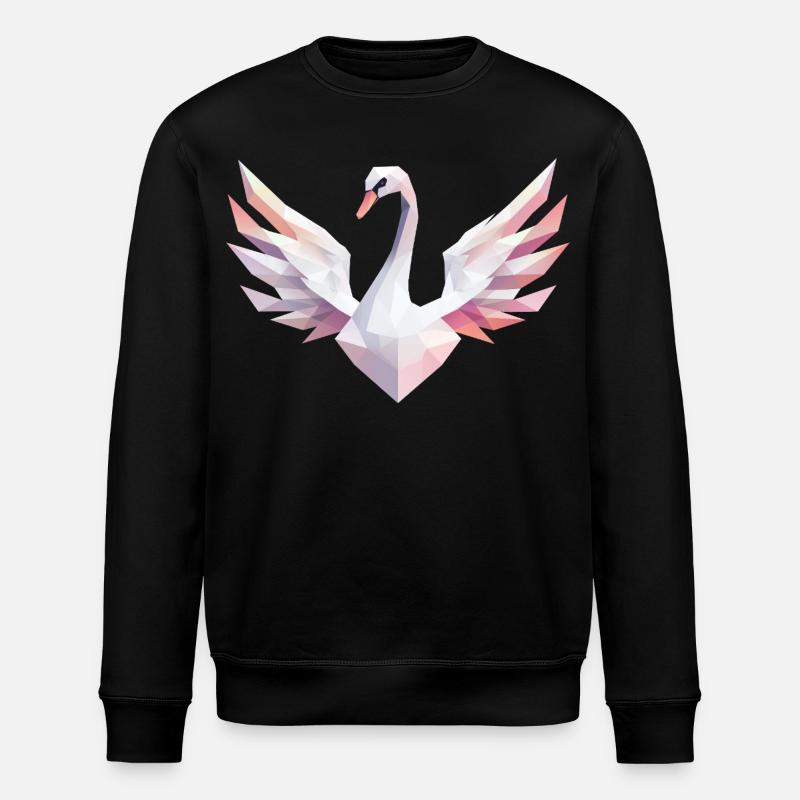 Geometrischer Schwan mit Pastellfarben - Stanley/Stella Unisex Bio-Sweatshirt ROLLER - Schwarz