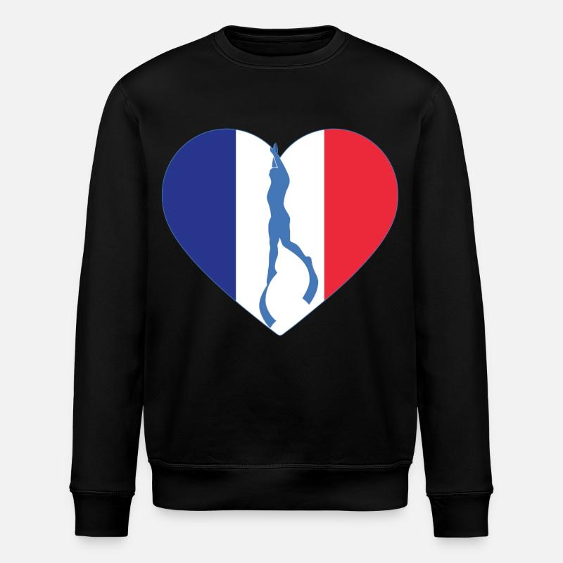 Frankreich Freitauchen Herz Flagge - Stanley/Stella Unisex Bio-Sweatshirt ROLLER - Schwarz