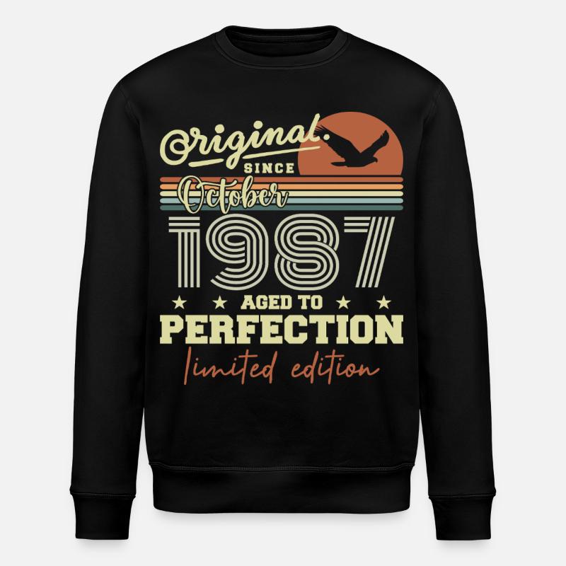 1987 Octobre 1987 anniversaire octobre 1987 - Sweat bio ROLLER Stanley/Stella Unisexe - noir