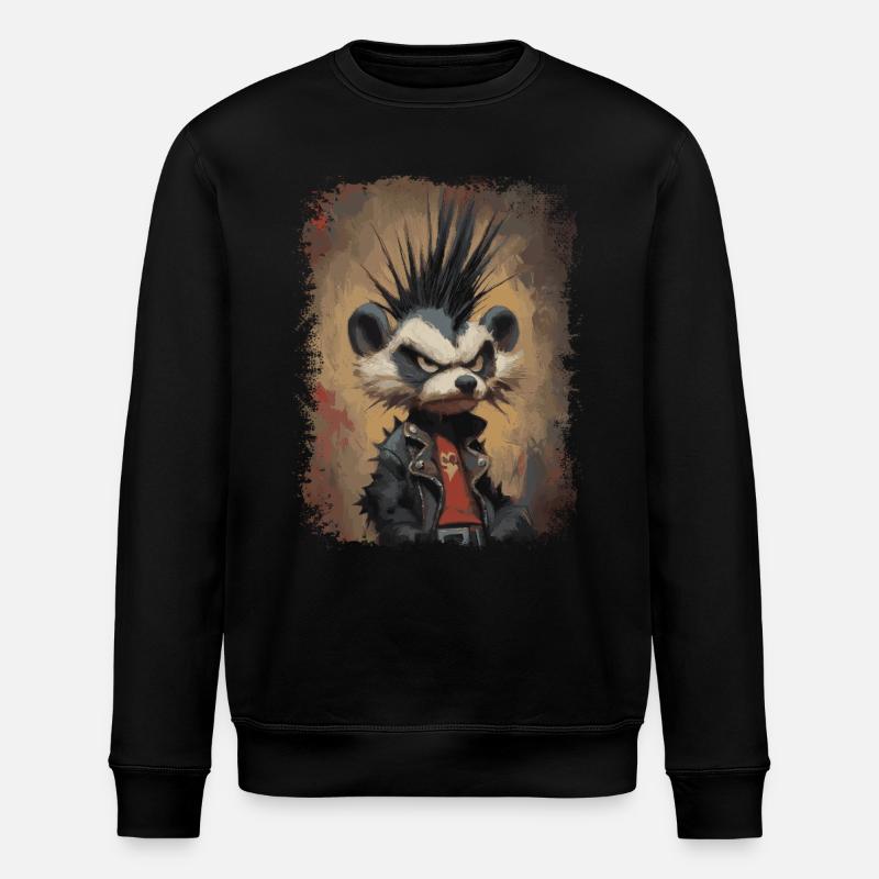 Lustiger Punkrock Waschbär - Stanley/Stella Unisex Bio-Sweatshirt ROLLER - Schwarz
