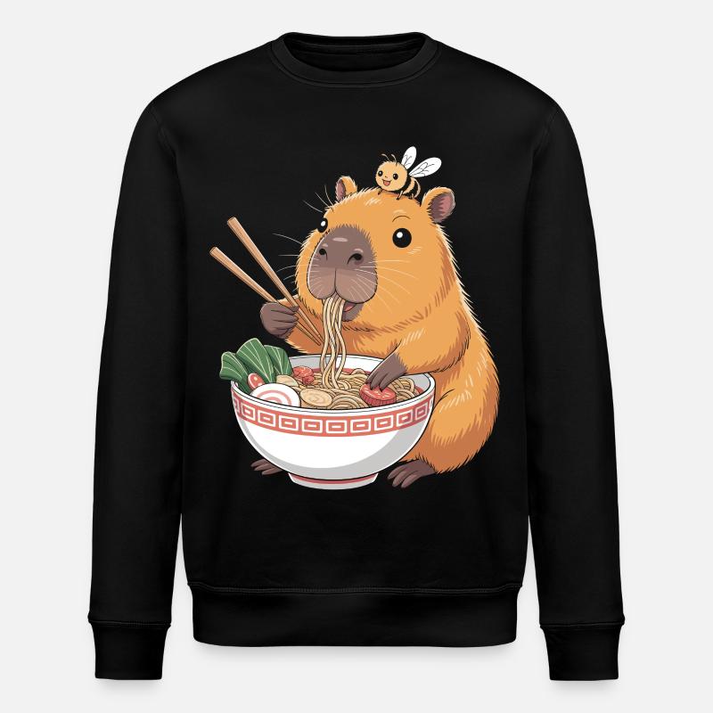 Capybara Ramen Kawaii Mit Biene - Stanley/Stella Unisex Bio-Sweatshirt ROLLER - Schwarz