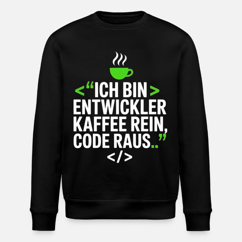 Developer Coffee Saying - Stanley/Stella ROLLER Unisex Organic Sweatshirt - black