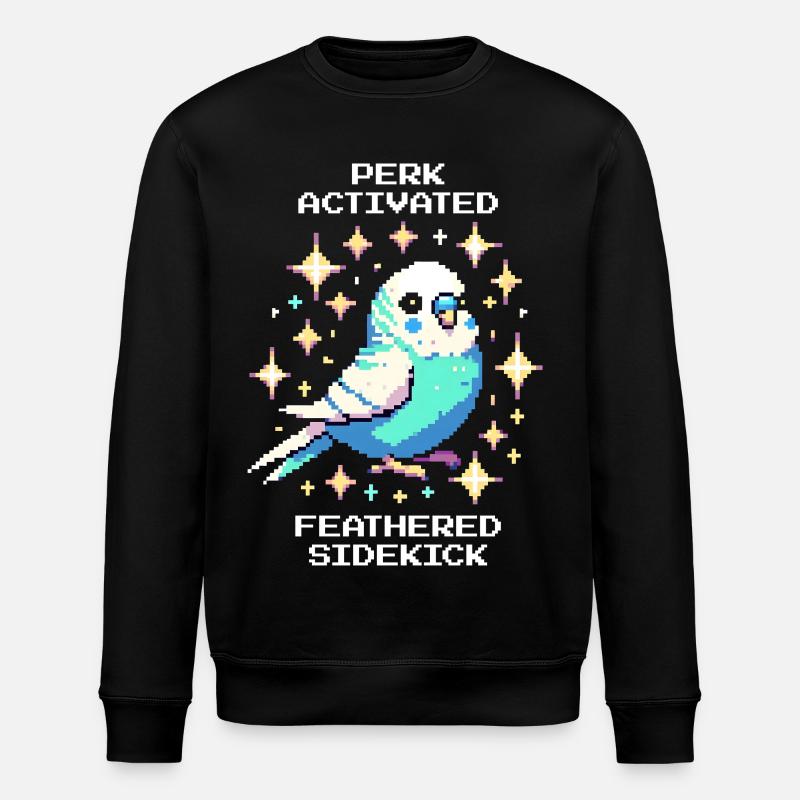 Perk active: Feathered Sidekick | Budgie - Stanley/Stella ROLLER Unisex Organic Sweatshirt - black