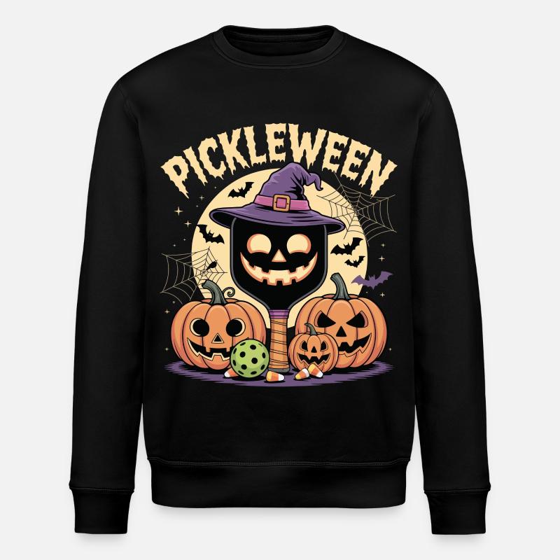 Pickleween Pickleball Player Spooky Halloween - Stanley/Stella ROLLER Unisex Organic Sweatshirt - black