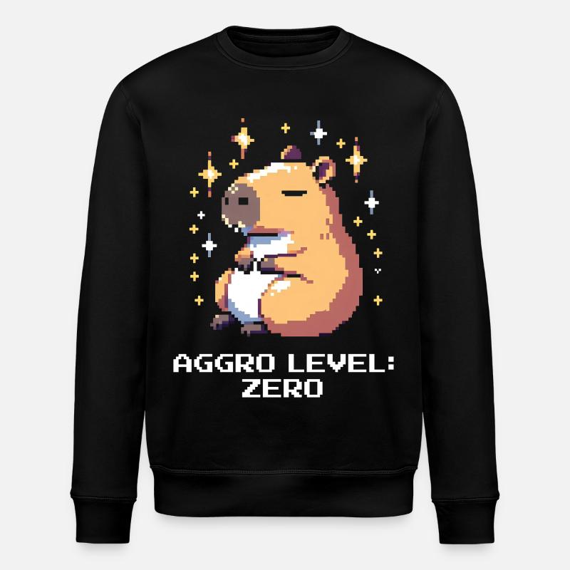 Aggro-Level: Null | Capybara & Ruhe - Stanley/Stella Unisex Bio-Sweatshirt ROLLER - Schwarz