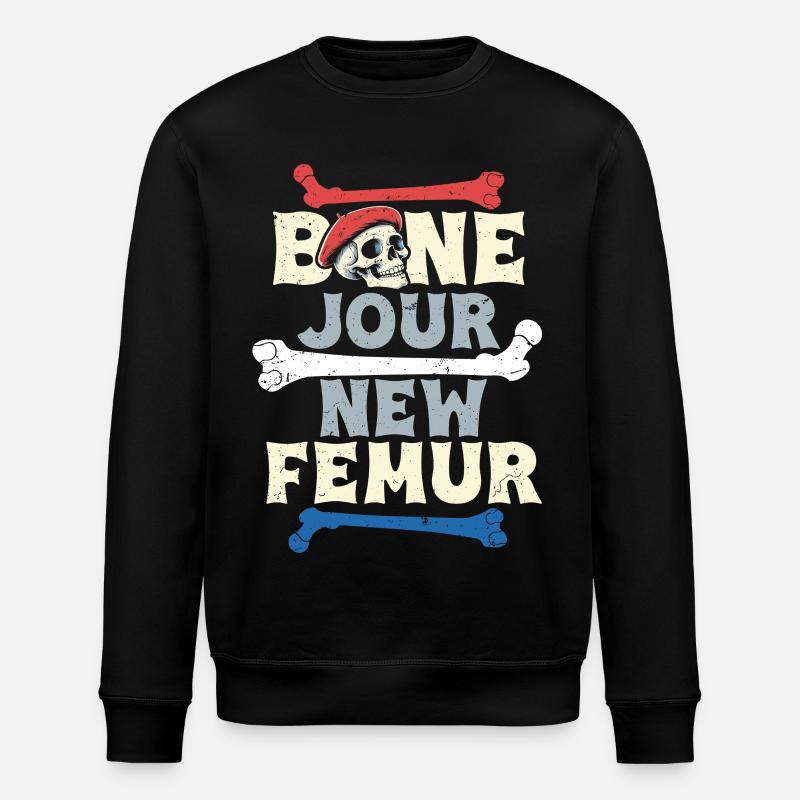 Beinbruch Gebrochener Oberschenkel Bone Jour - Stanley/Stella Unisex Bio-Sweatshirt ROLLER - Schwarz