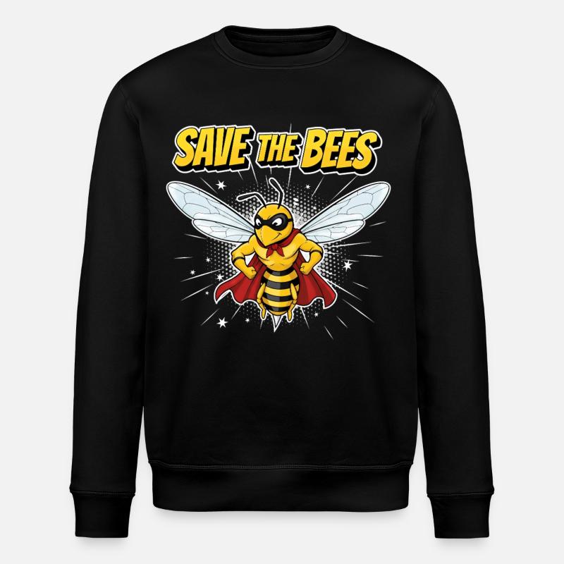Comic Bee Hero Motto - Stanley/Stella ROLLER Unisex Organic Sweatshirt - black