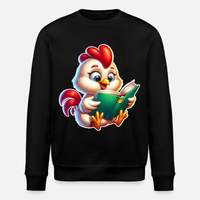 Huhn Buch Lesen - Stanley/Stella Unisex Bio-Sweatshirt ROLLER - Schwarz