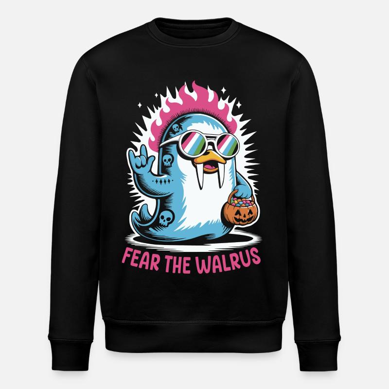 Walross Punk Rocker Halloween  - Stanley/Stella Unisex Bio-Sweatshirt ROLLER - Schwarz