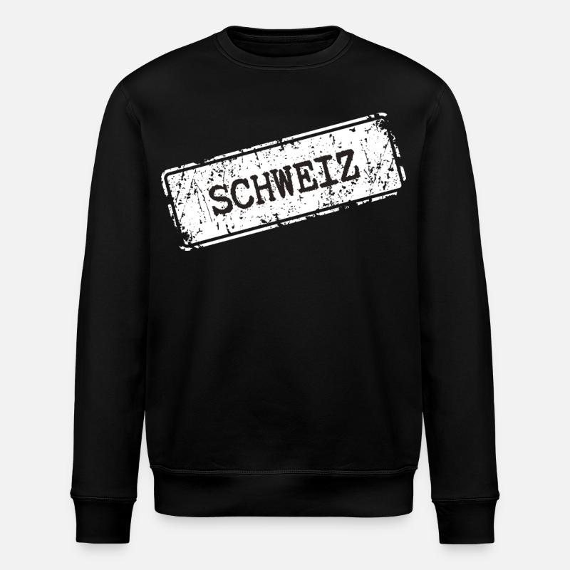 Switzerland Stamp Design - Stanley/Stella ROLLER Unisex Organic Sweatshirt - black