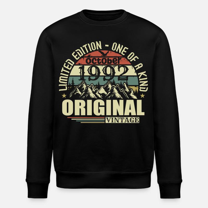 october 1992 - 33rd birthday gift october - Stanley/Stella ROLLER Unisex Organic Sweatshirt - black