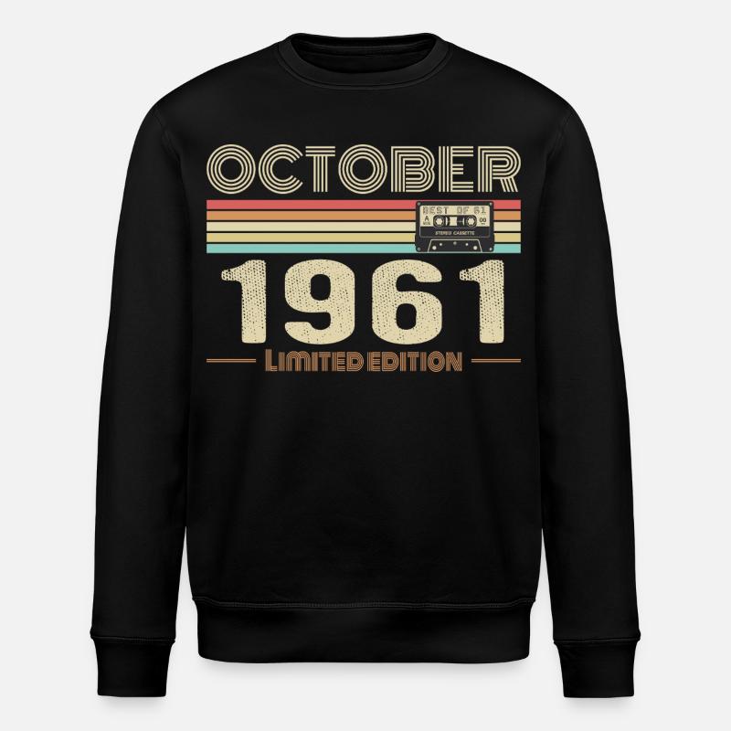 Anniversaire octobre 1961 - Birthday october 1961 - Sweat bio ROLLER Stanley/Stella Unisexe - noir