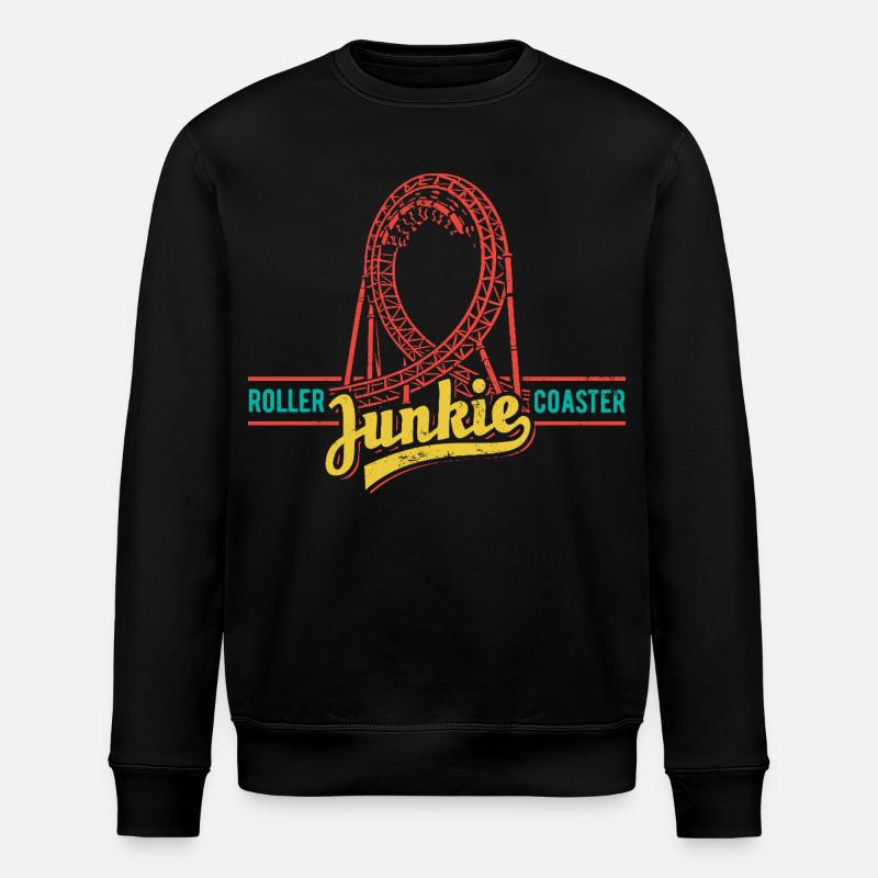 Rollercoaster Junkie - Roller Coaster - Loop - Stanley/Stella ROLLER Unisex Organic Sweatshirt - black