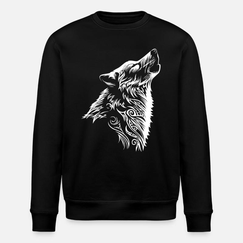 Wolf Tribal Wolf Head Tattoo - Stanley/Stella ROLLER Unisex Organic Sweatshirt - black